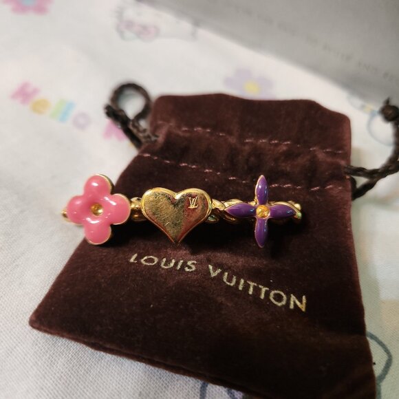 Rare Authentic LOUIS VUITTON Sweet Monogram Hair Clips Pair of Barrettes Mint - Picture 6 of 8